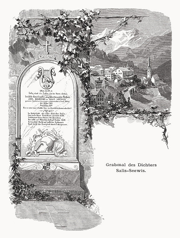 Johann Gaudenz von Salis-Seewis(1762-1834)，瑞士诗人，木刻作品，1877年出版